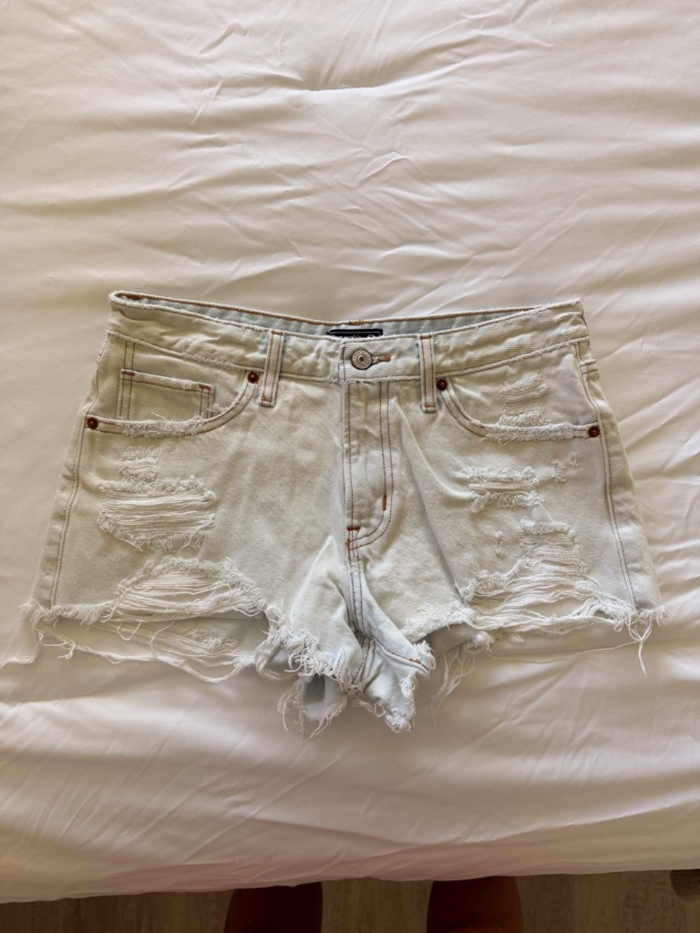 Abercrombie & Fitch Light Distressed Denim Shorts